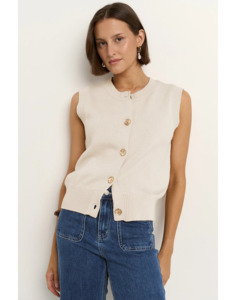 Products: Trait Ivory Crewneck Knitted Vest Top - Tops : Just Looking - Stories Be Told S25 BF50SALE