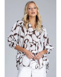 Charlotte Top (Exclusive Chocolate with Ivory Floral Print) - Shirts : Just Look&hellip;