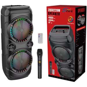 Dual 8” Portable Bluetooth Speaker – Wireless Mic, FM, USB/TF, AUX | NZ Stoc&hellip;