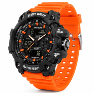 All: Men’s Orange Tactical Sports Watch Dual Display Digital Analog 50M Waterproof Military Watch | Overnight Delivery | Afterpay & Zip Pay