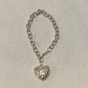 Sterling Silver Heart Filagree Bracelet