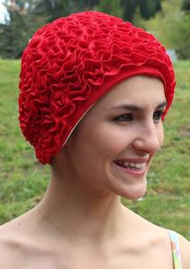 Fashy Swim Caps: Fashy swimming cap - red frills