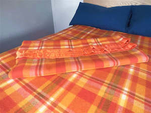 Vintage wool blanket - orange check