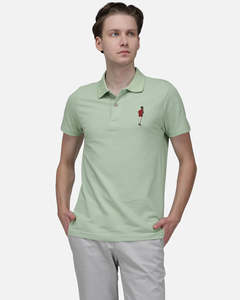Polos: Mr.Brown Pista Green Slim Fit Lightweight Polo T-Shirt
