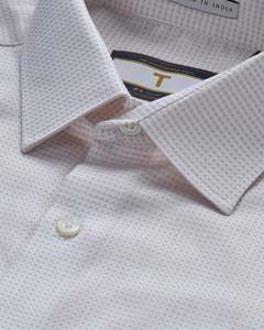 Bare Brown long sleeve textured White Formal Shirt