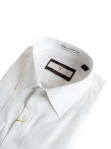 Bare Brown long sleeve classic white micro-texture shirt