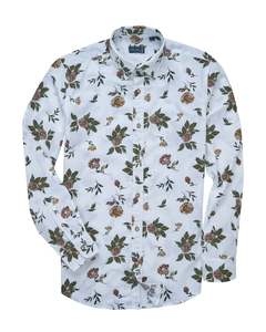 Bare Brown Vintage Floral Print Long Sleeve Cotton Shirt