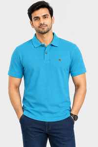 Mr. Brown Ocean Blue Slim Fit Lightweight Polo T-Shirt
