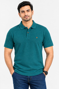 Mr. Brown Teal Green Slim Fit Lightweight Polo T-Shirt