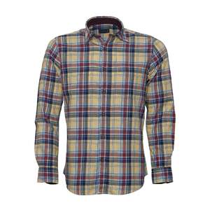 Bare Brown Yellow and Multi-Color Plaid Button-Down Shirt
