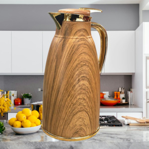 Luxury Flask 1.5L Larg Capacity Gold & Wood Color