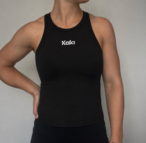 Tops: Kaki Singlet - Black
