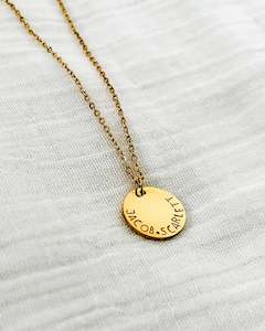 Jewellery: Custom 17mm Pendant Necklace (Tiny Curved Font)