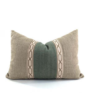 Cushions: Cushion Cover Greek-Yacht  - Mint- Natural  Oblong