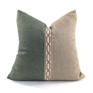 Cushion Cover Greek-Yacht  - Mint- Natural  square