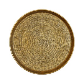 Brass etched round beaten tray in Antique Finish