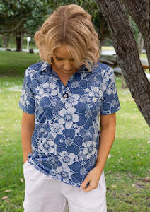 Blouses: Womens NZ Hibiscus Golf Polo