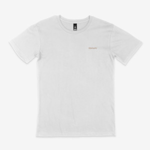 Kamahi Clothing: Kāmahi men's short sleeved t-shirt - white/copper