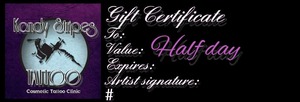 Products: HALF DAY GIFT CERTIFICATE – Kandy Stripes Tattoo