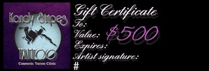 Products: GIFT CERTIFICATE – Kandy Stripes Tattoo
