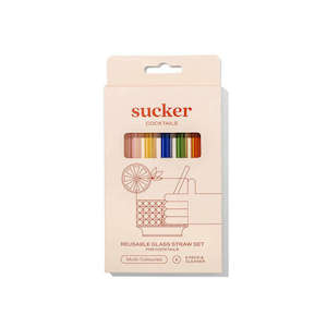 Lunchboxes: Re-Usable Glass Cocktail Straws Mulit-Colour
