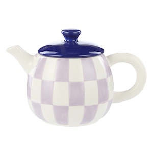 Check Teapot 700ml Lilac & Navy