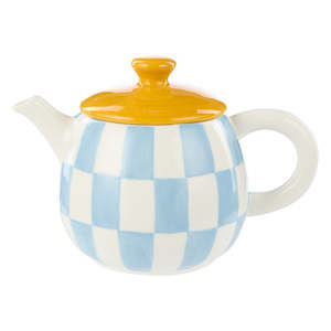 Check Teapot 700ml Blue & Orange