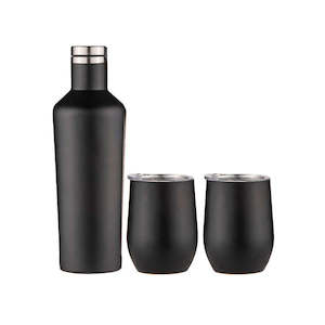 Wine Accessories: Aurora Matte Black Portable Wine Gift Set