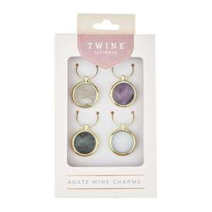 Wine Accessories: Garden Party Agate Wine Charm Set