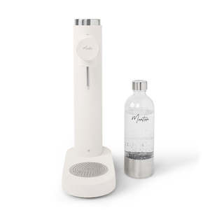 Bar Tools Bar: White Steel Soda Maker + 1 Stainless Steel Bottle