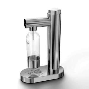 Bar Tools Bar: Polished Steel Soda Maker + 1 Stainless Steel Bottle