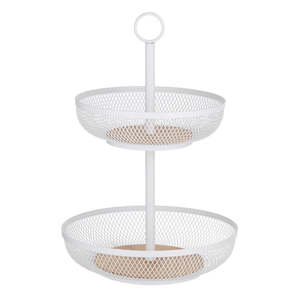 Tabletop: Olsen White 2 Tier Mesh Fruit Basket