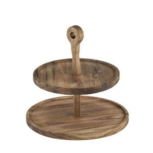 Platters Trays: Gather Round Acacia 2 Tier Serving Tower