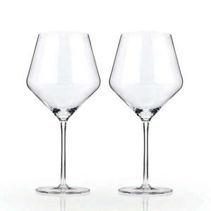 Viski: Raye Angled Crystal Burgundy Glasses Set of 2