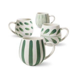 Coffe And Tea: Hug Me Mugs Olive Brush Set of 4