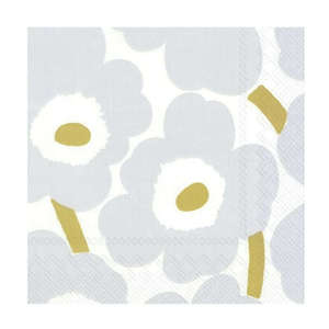Luncheon Paper Napkins MM Unikko White Silver