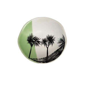 Bowl Cabbage Tree Dipped Green with Black 7cm
