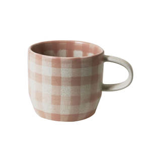 Coffe And Tea: Soft Terracotta Check Mug Cat's Pyjamas