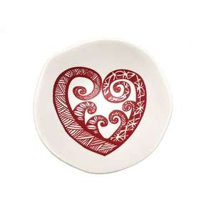 Bowl Red Aroha On White 7cm