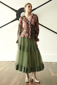 Skirts: TIER DIARY Skirt (Moss)