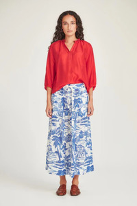 Skirts: Poolside Print Skirt (Blue / White)