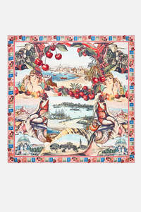 LARGE CRYSTALLED SILK SQUARE SCARF (NOTES FROM THE ROAD)