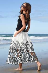 Skirts: FLIRTY GIRL SKIRT (White / Black)