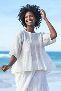 New: SAY A LITTLE FLARE Top (White)