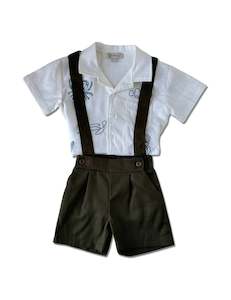 Bottoms: Oliver Suspender Shorts - Olive
