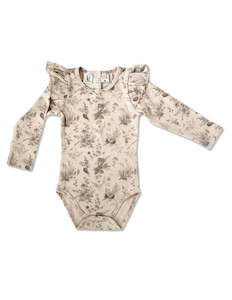 Jumpsuits & Rompers: Lilly Organic Cotton Bodysuit - Vintage Floral Beige
