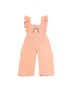 Jumpsuits & Rompers: Rainbow Muslin Overall - Blush