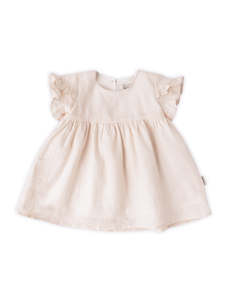 3 7 Year Old Girls: Ella Baby Girl Linen Dress - Cookie Dough