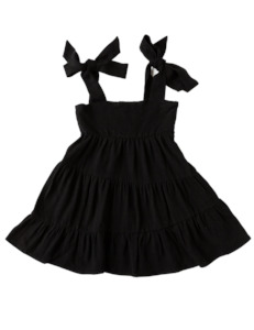 3 7 Year Old Girls: Karolina Tiered Dress - Black Noir