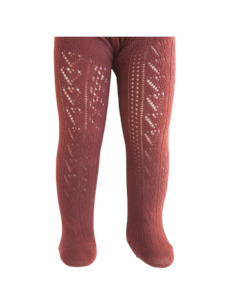 3 7 Year Old Girls: Sweet Love Heart Mesh Cotton Tights - Vintage Red